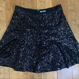 CeCe Matte Black Short Fit Flare Sequin Mini Above Knee Length Party Skirt 8